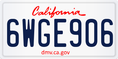 CA license plate 6WGE906