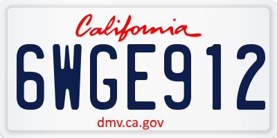 CA license plate 6WGE912