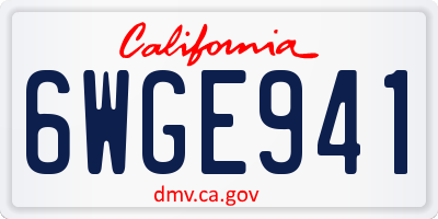 CA license plate 6WGE941