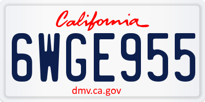 CA license plate 6WGE955