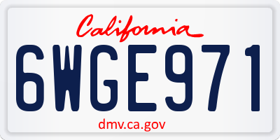CA license plate 6WGE971