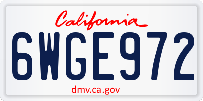 CA license plate 6WGE972
