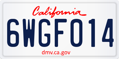 CA license plate 6WGF014