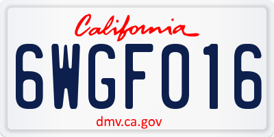 CA license plate 6WGF016