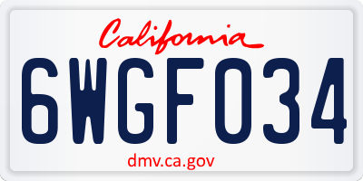 CA license plate 6WGF034