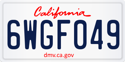 CA license plate 6WGF049