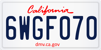 CA license plate 6WGF070