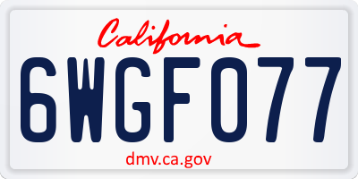 CA license plate 6WGF077