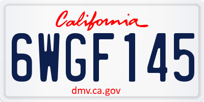 CA license plate 6WGF145