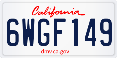 CA license plate 6WGF149