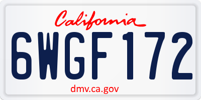 CA license plate 6WGF172