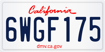 CA license plate 6WGF175