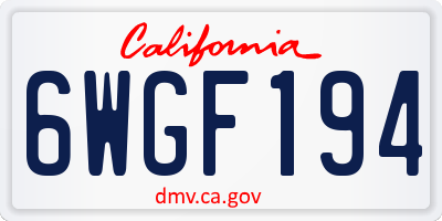 CA license plate 6WGF194