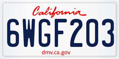 CA license plate 6WGF203