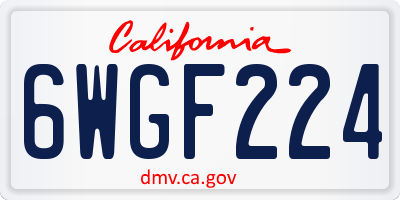 CA license plate 6WGF224