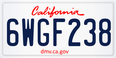 CA license plate 6WGF238