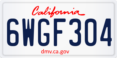 CA license plate 6WGF304