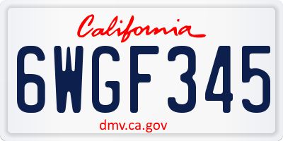 CA license plate 6WGF345