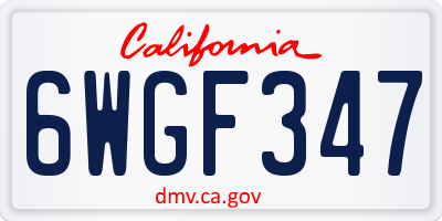 CA license plate 6WGF347