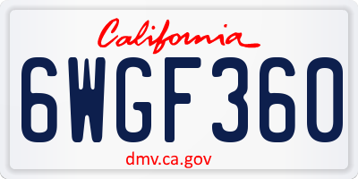CA license plate 6WGF360