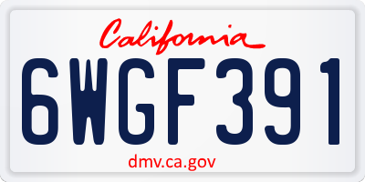 CA license plate 6WGF391
