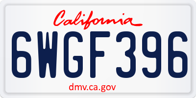 CA license plate 6WGF396