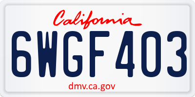 CA license plate 6WGF403