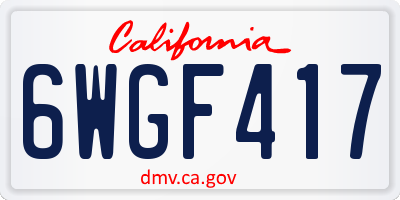 CA license plate 6WGF417