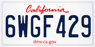 CA license plate 6WGF429