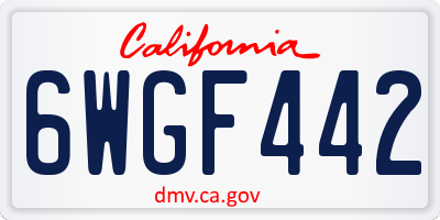 CA license plate 6WGF442