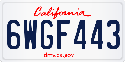 CA license plate 6WGF443