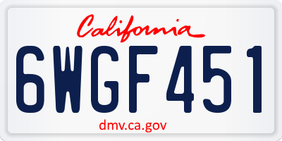 CA license plate 6WGF451