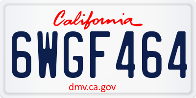 CA license plate 6WGF464