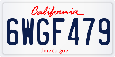CA license plate 6WGF479