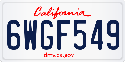 CA license plate 6WGF549