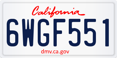 CA license plate 6WGF551