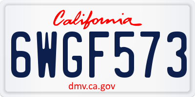 CA license plate 6WGF573