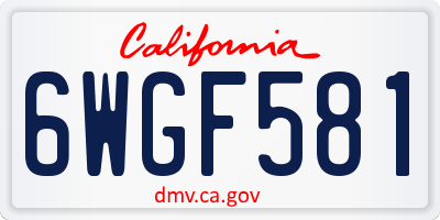 CA license plate 6WGF581