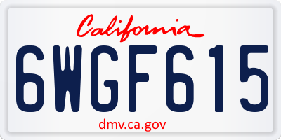 CA license plate 6WGF615