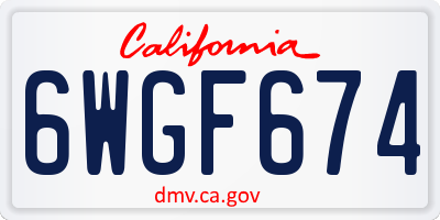 CA license plate 6WGF674