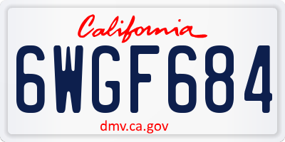CA license plate 6WGF684