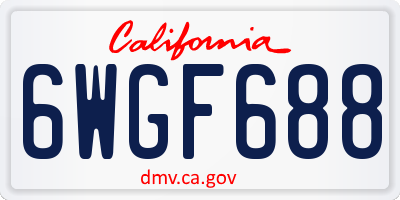 CA license plate 6WGF688