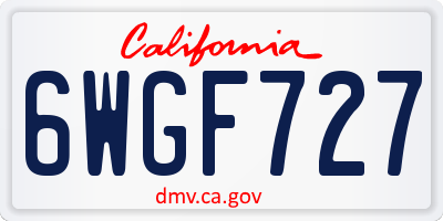 CA license plate 6WGF727
