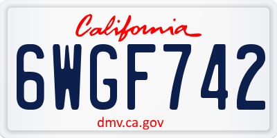 CA license plate 6WGF742