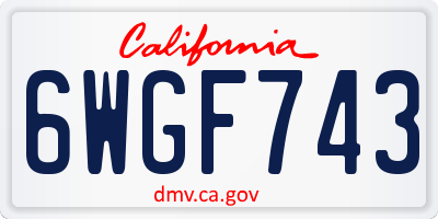 CA license plate 6WGF743