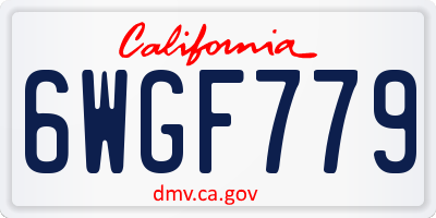 CA license plate 6WGF779