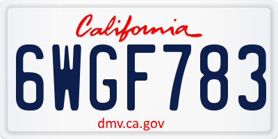 CA license plate 6WGF783
