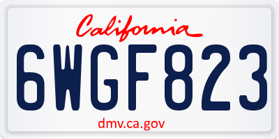 CA license plate 6WGF823