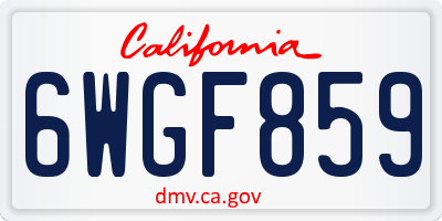 CA license plate 6WGF859