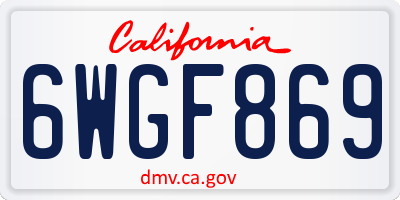 CA license plate 6WGF869